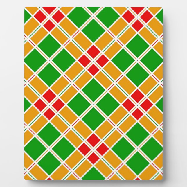 Bright Plaid Argyl green yellow pattern accessory Plaque (Front)