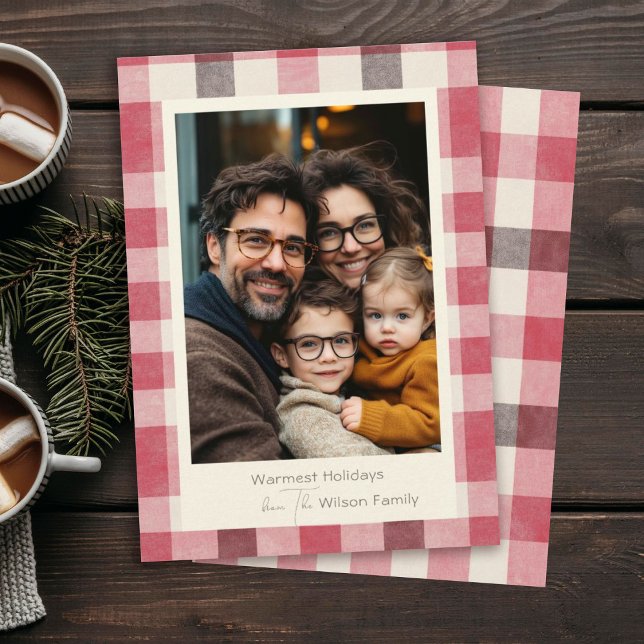 Bright Plaid Cosy Warm Family Photo Holiday Card (Creator Uploaded)