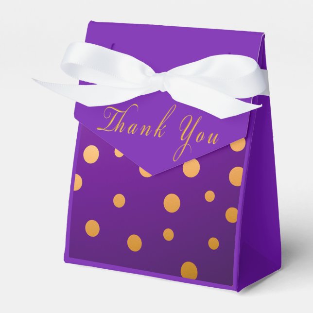 Bright Plum Purple and Gold  Favour Box (Front Side)