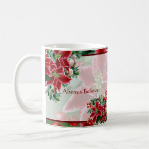 Bright poinsettias and holly custom Christmas Coffee Mug