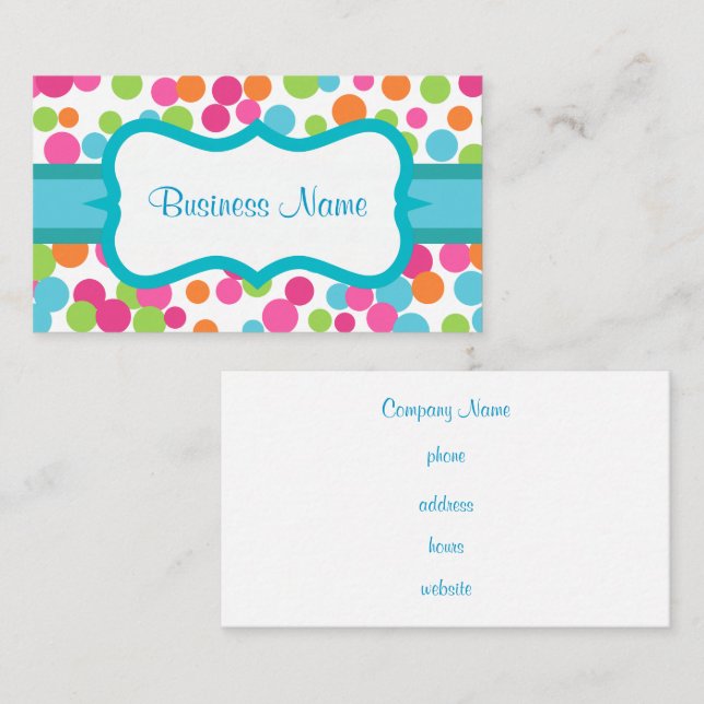 Bright Polka Dots Business Card (Front/Back)