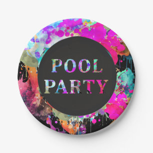 Bright Pool Party Birthday, Any Age,  Paper Plate