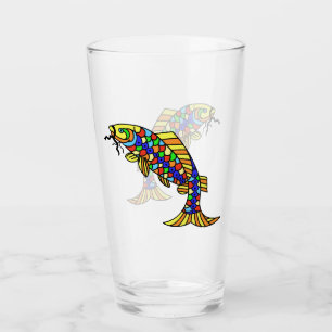 Bright Pop Art Abstract Fish Colourful Scales Glass