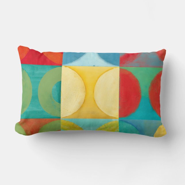 Bright Pop Art with Circles and Squares Lumbar Cushion (Front)