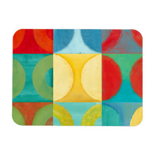 Bright Pop Art with Circles and Squares Magnet