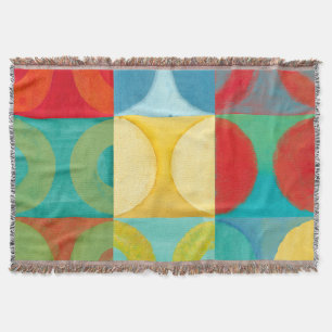 Bright Pop Art with Circles and Squares Throw Blanket