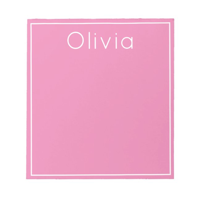 Bright Pop of Colour Personalised Notepad, Pink Notepad (Front)
