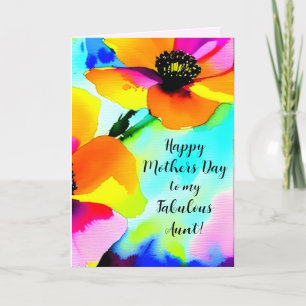 Bright Poppies Blue Sky Aunt Custom Mother's Day Card