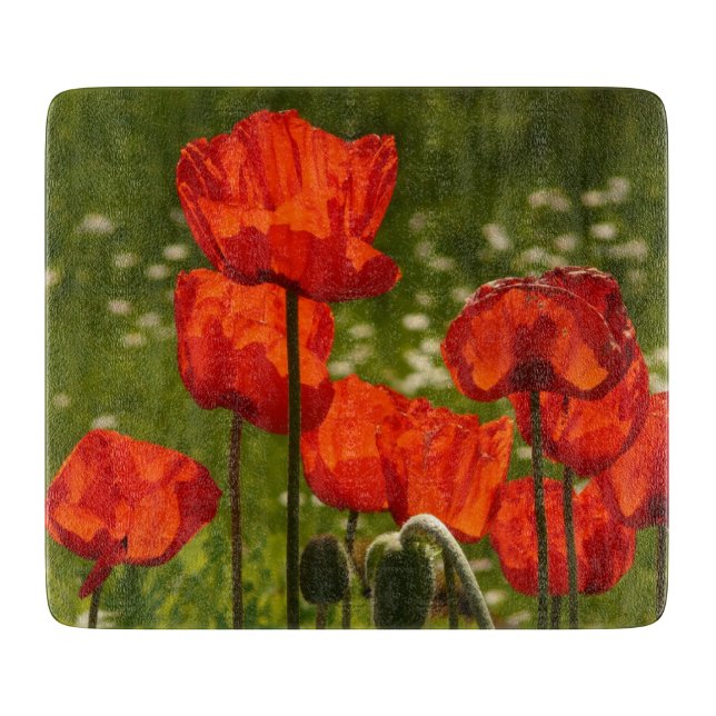 Bright Poppies Close Up Photo Cutting Board (Front)