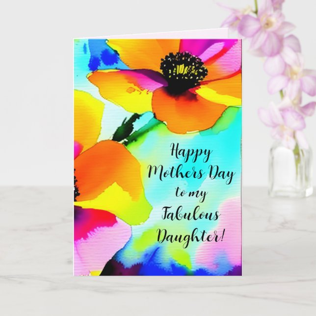 Bright Poppies Daughter Personalised Mother's Day Card (Orchid)