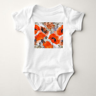 Bright Poppies Imprints: Seamless Art Baby Bodysuit