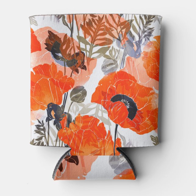 Bright Poppies Imprints: Seamless Art Can Cooler (Front)