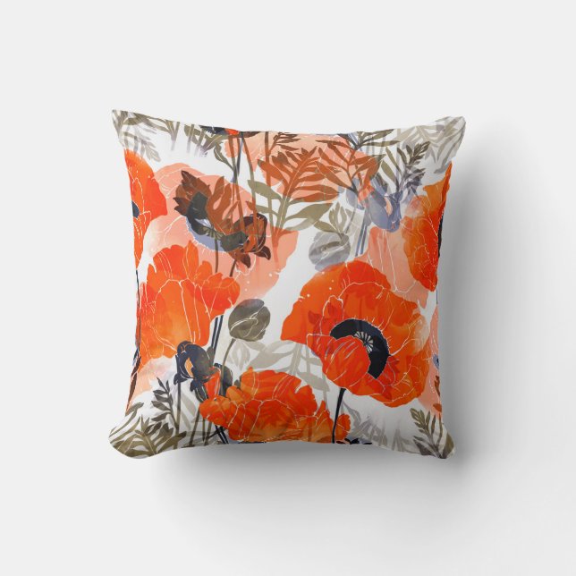Bright Poppies Imprints: Seamless Art Cushion (Front)