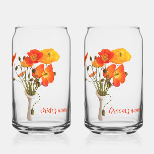 Bright Poppy Wedding gift  Can Glass