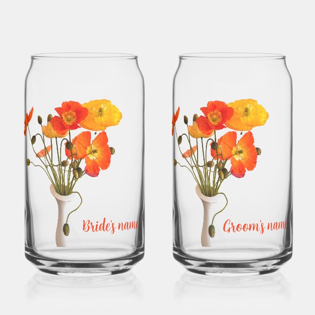 Bright Poppy Wedding gift  Can Glass (Front)