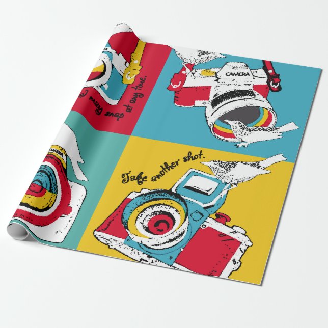 Bright poster in the style of pop art with image o wrapping paper (Unrolled)