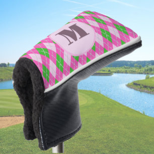 Bright preppy argyle custom monogram womens golf head cover