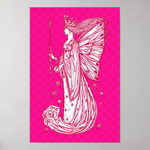 Bright Pretty Pink Butterfly Fairy Print