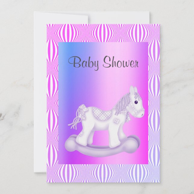 Bright PRETTY ROCKING HORSE BABY SHOWER INVITATION (Front)