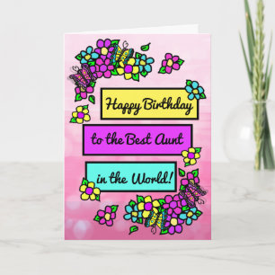 Bright Pretty Whimsical Birthday for Aunt Card