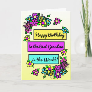 Bright Pretty Whimsical Birthday for Grandma Card