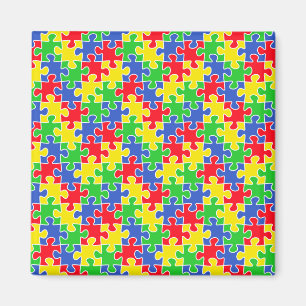 Bright Primary Colours Jigsaw Puzzle Pieces Magnet