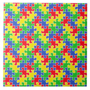 Bright Primary Colours Jigsaw Puzzle Pieces Tile