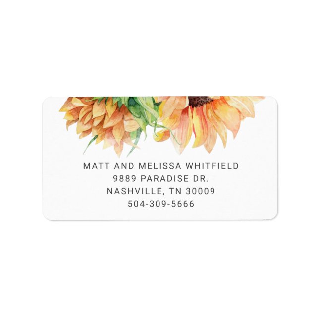 Bright Primerose Yellow Sunflower Floral Address Label (Front)