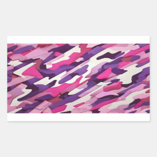 bright pruple pink white camouflage rectangular sticker