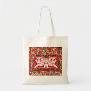 Bright Psychedelic Red Cats (by Louis Wain) Tote Bag
