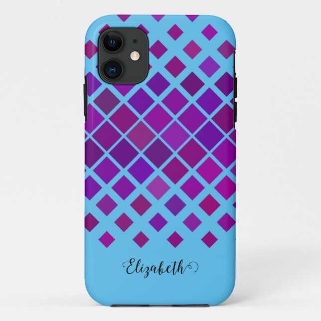 Bright Purple and Blue Square Pattern Case-Mate iPhone Case (Back)