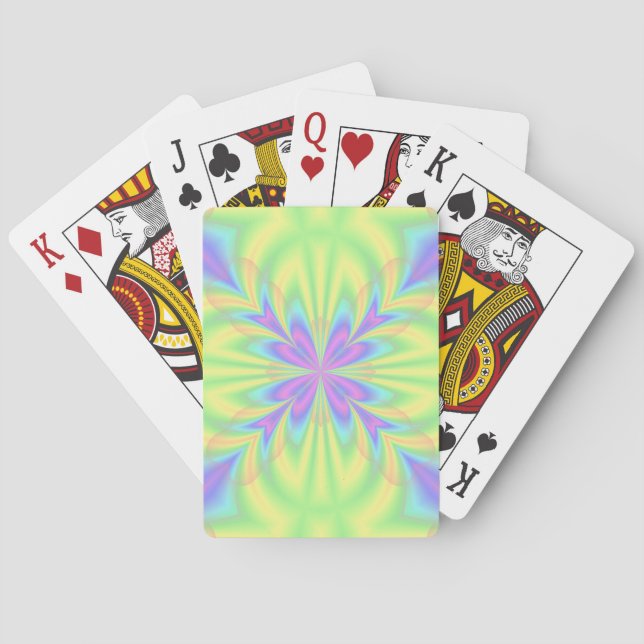 Bright Purple and Green Pattern Playing Cards (Back)
