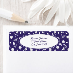 Bright Purple and White Floral Pattern Label