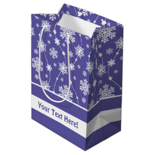 Bright Purple and Winter White Snowflake Pattern Medium Gift Bag
