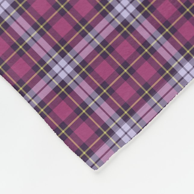 Bright Purple and Yellow Plaid Pattern Fleece Blanket (Corner)