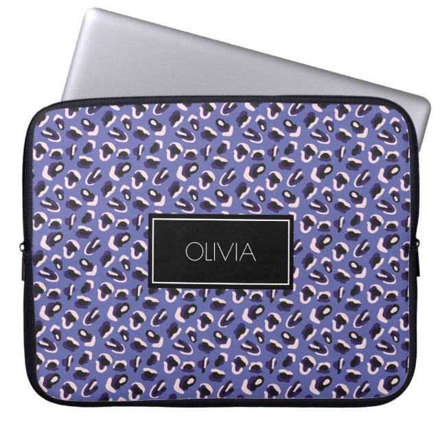 Bright Purple Animal Print Pattern Personalised Laptop Sleeve (Front)