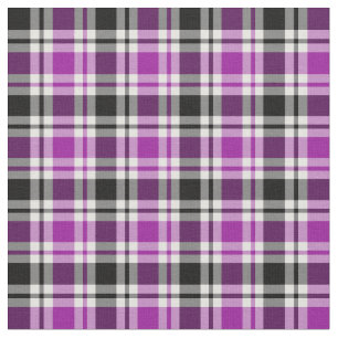 Bright Purple, Black and White Plaid Pattern Fabric