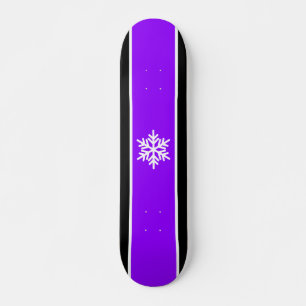 Bright Purple Black White Racing Stripes Snowflake Skateboard