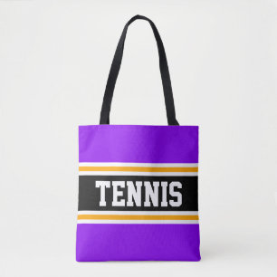Bright Purple Black Yellow TENNIS Racing Stripes Tote Bag