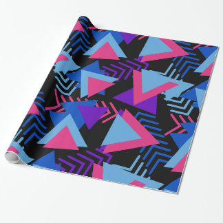 Bright Purple, Blue, Pink 80's Background Pattern Wrapping Paper