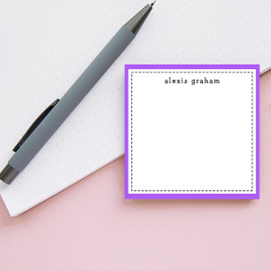 Bright Purple Border Add Name Personalised Post-it Notes