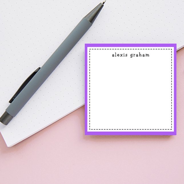 Bright Purple Border Add Name Personalised Post-it Notes (Creator Uploaded)