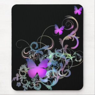 Bright Purple Butterfly Mouse Mat