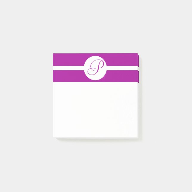 Bright Purple Circle Monogram Post-it Notes (Front)