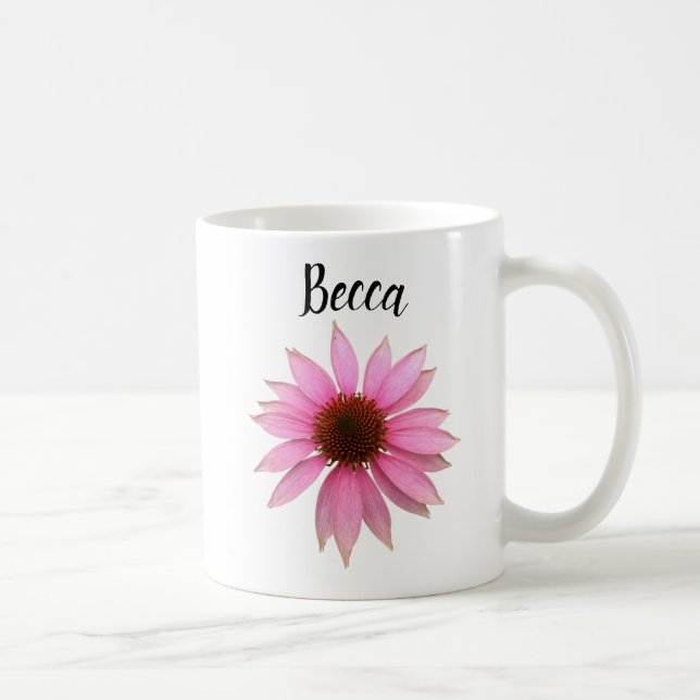 Bright Purple Coneflower Personalised Mug (Right)