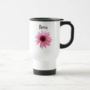 Bright Purple Coneflower Personalised Travel Mug
