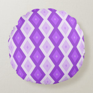Bright purple diamond pattern round cushion