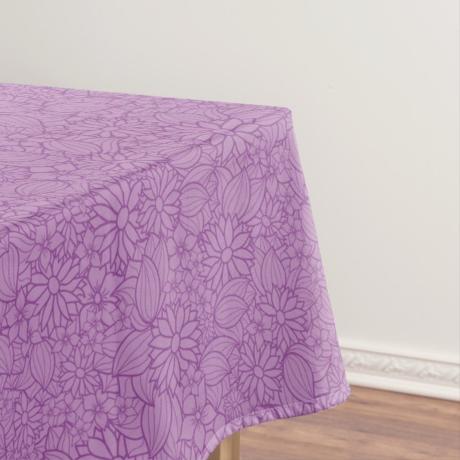 Bright Purple Floral Tablecloth (In Situ)