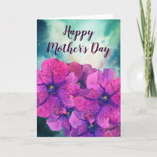 Bright Purple Flowers Mothers Day Card