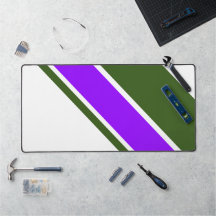 Bright Purple Forest Green Racing Stripes On White